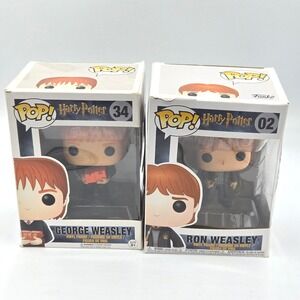 Funko Pop! (Damaged‎ Box) Harry Potter Set: Ron Weasley #02 George Weasley #34